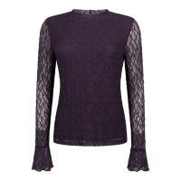 Tramontana Top Flared Cuff Aubergine Noir